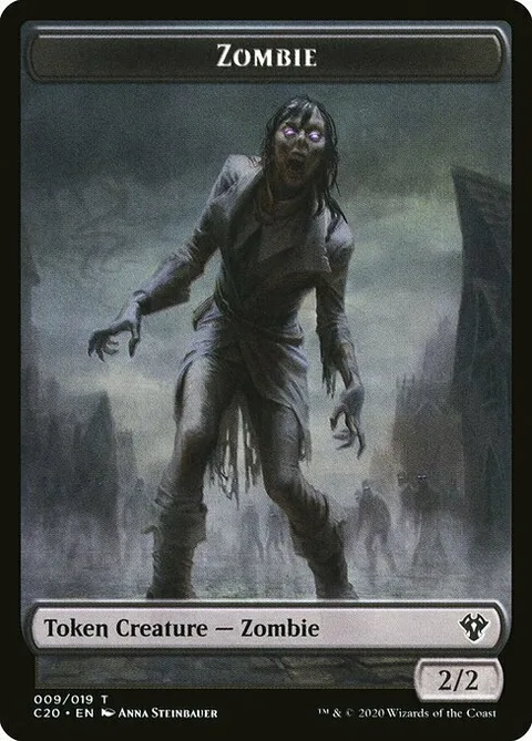 Zombie Token (B 2/2) // Human Soldier Token (W 1/1)