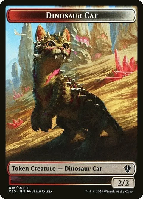 Dinosaur Cat Token (RW 2/2) // Bird Token (W 1/1)