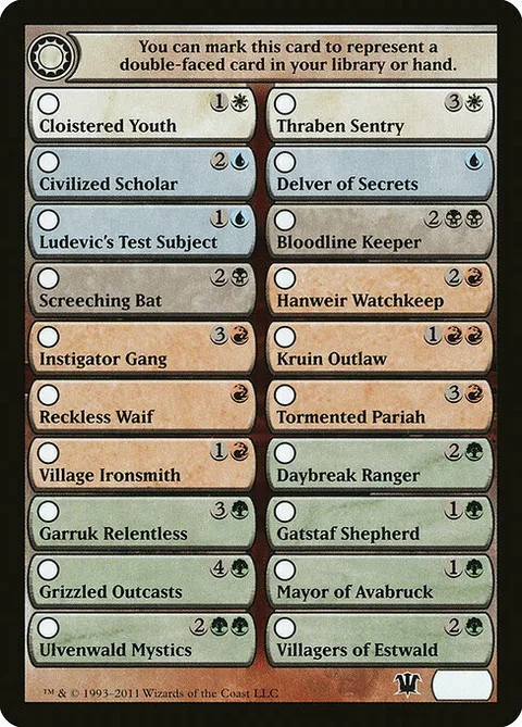 Double-Faced Card Proxy Checklist