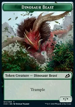 Dinosaur Beast Token (G */*) // Human Soldier Token (W 1/1)