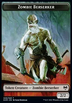 Zombie Berserker Token (B 2/2) // Dwarf Berserker Token (R 2/1)