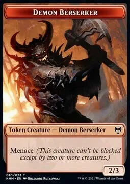 Demon Berserker Token (R 2/3) // Human Warrior Token (W 1/1)