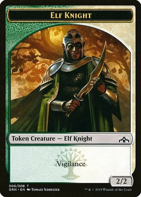 Elf Knight Token (Green and White 2/2)