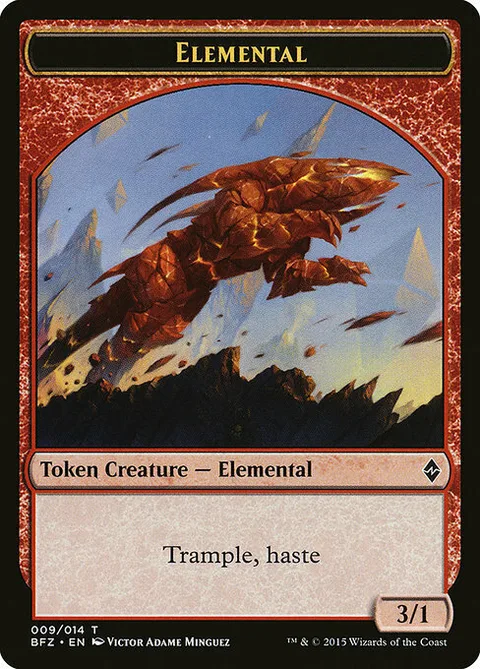 Elemental Token (Red 3/1 Trample, haste)