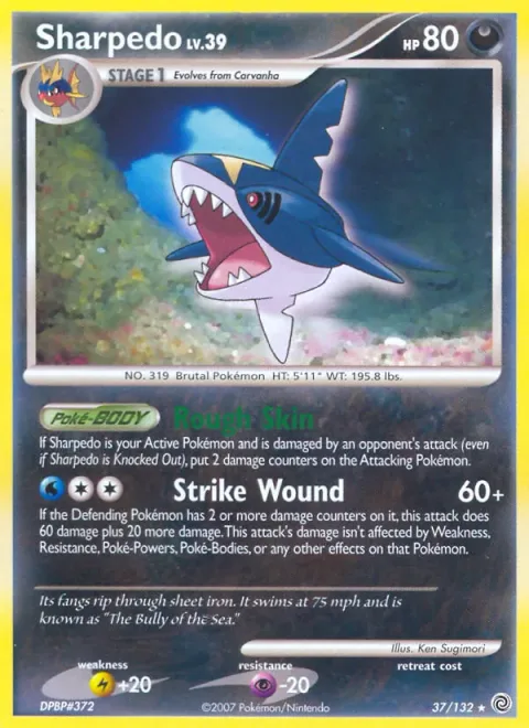 Sharpedo Lv.39 [Rough Skin | Strike Wound]