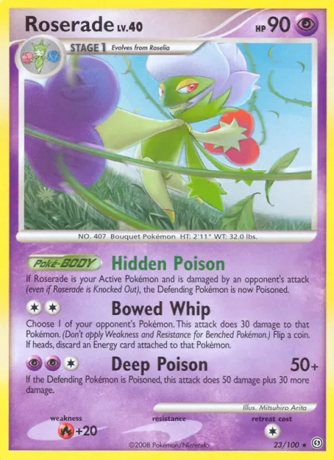 Roserade Lv.40 [Hidden Poison | Bowed Whip | Deep Poison]