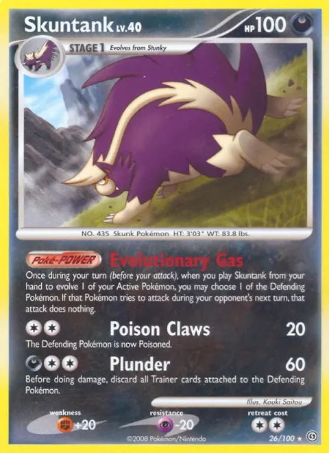 Skuntank Lv.40 [Evolutionary Gas | Poison Claws | Plunder]