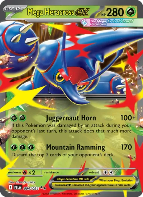 Mega Heracross ex [Juggernaut Horn | Mountain Ramming]
