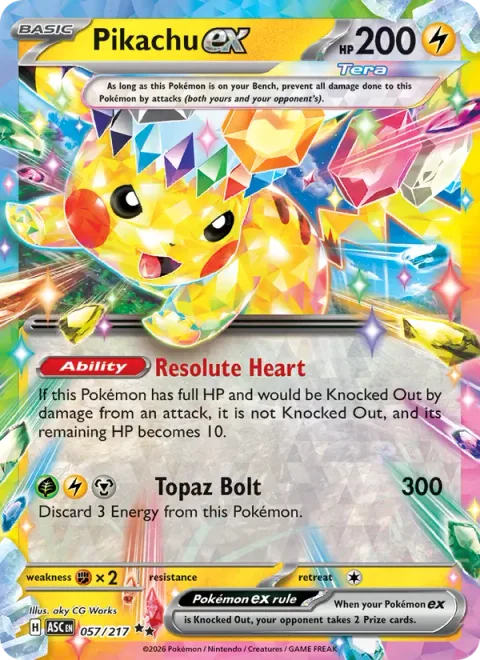 Pikachu ex [Resolute Heart | Topaz Bolt]