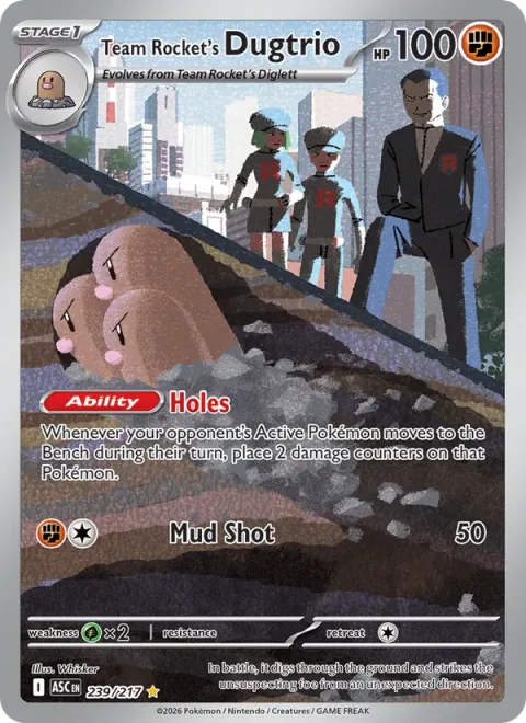 Team Rocket's Dugtrio [Holes | Mud Shot]
