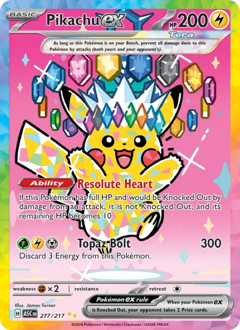 Pikachu ex [Resolute Heart | Topaz Bolt]