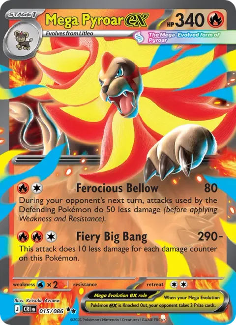 Mega Pyroar ex [Ferocious Bellow | Fiery Big Bang]