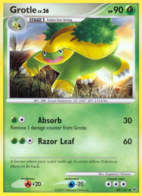 Grotle Lv.26 [Absorb | Razor Leaf]