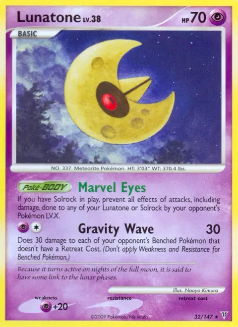 Lunatone Lv.38 [Marvel Eyes | Gravity Wave]