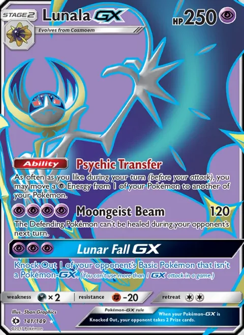 Lunala GX [Psychic Transfer | Moongeist Beam | Lunar Fall GX]