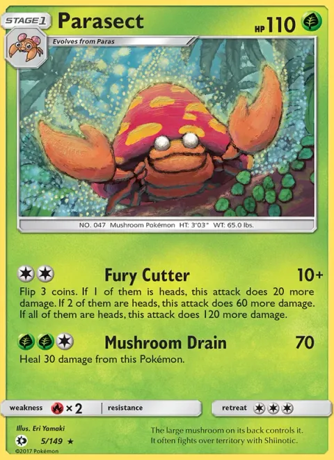 Parasect [Fury Cutter | Mushroom Drain]