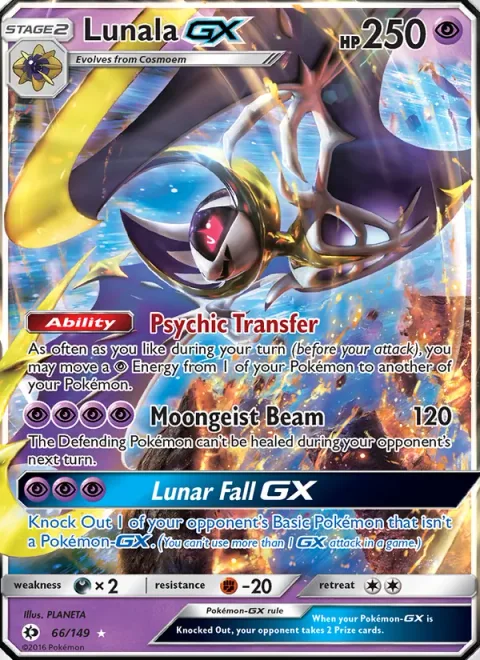 Lunala GX [Psychic Transfer | Moongeist Beam | Lunar Fall GX]