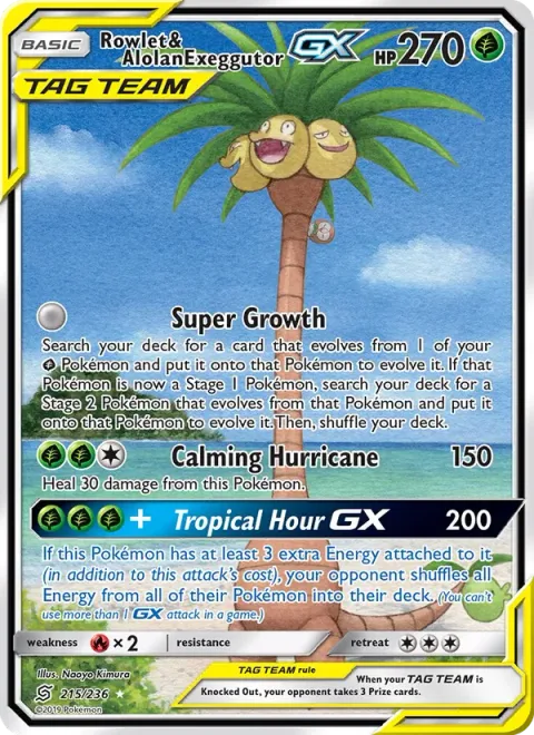 Rowlet & Alolan Exeggutor GX [Super Growth | Calming Hurricane | Tropical Hour GX]