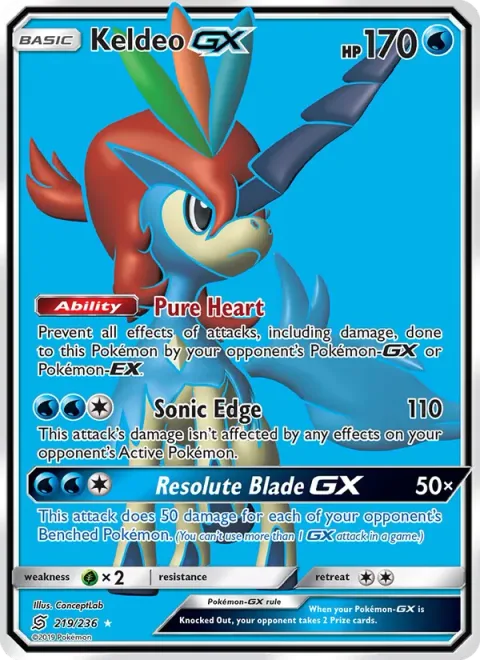 Keldeo GX [Pure Heart | Sonic Edge | Resolute Blade GX]