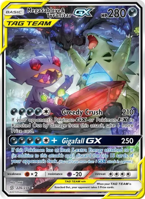 Mega Sableye & Tyranitar GX [Greedy Crush | Gigafall GX]