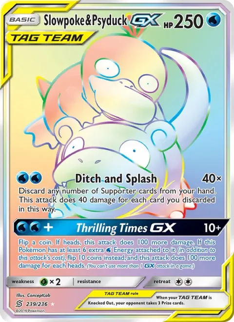 Slowpoke & Psyduck GX [Ditch and Splash | Thrilling Times GX]