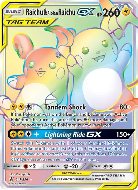 Raichu & Alolan Raichu GX [Tandem Shock | Lightning Ride GX]