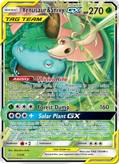 Venusaur & Snivy GX [Shining Vine | Forest Dump | Solar Plant GX]