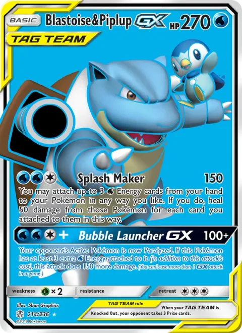 Blastoise & Piplup GX [Splash Maker | Bubble Launcher GX]