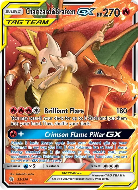 Charizard & Braixen GX [Brilliant Flare | Crimson Flame Pillar GX]