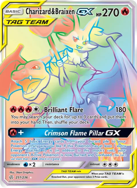 Charizard & Braixen GX [Brilliant Flare | Crimson Flame Pillar GX]