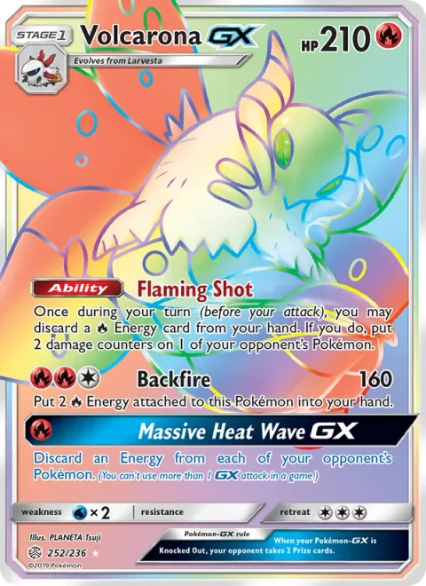 Volcarona GX [Flaming Shot | Backfire | Massive Heat Wave GX]