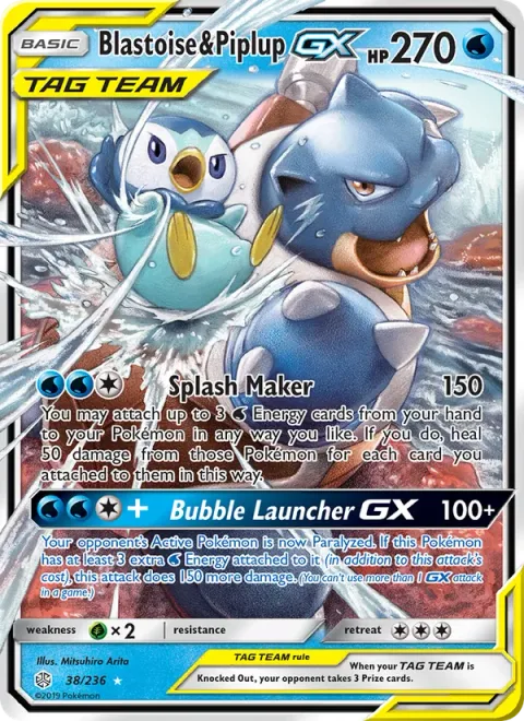 Blastoise & Piplup GX [Splash Maker | Bubble Launcher GX]