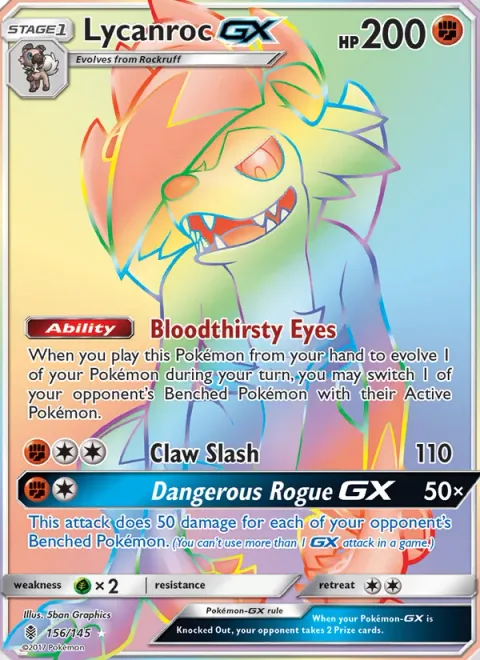 Lycanroc GX [Bloodthirsty Eyes | Claw Slash | Dangerous Rogue GX]