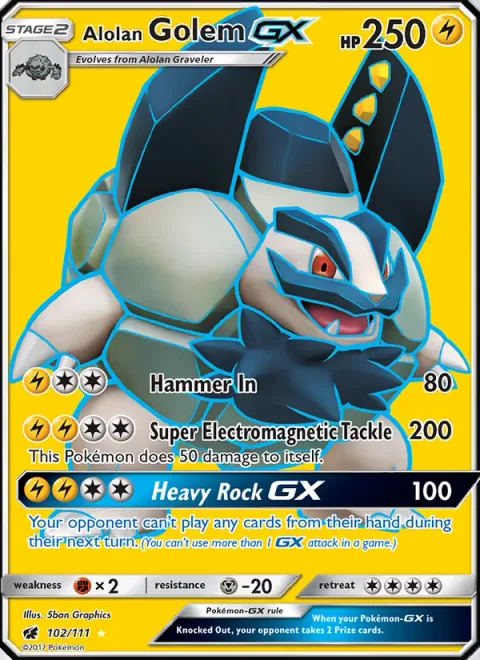 Alolan Golem GX [Hammer In | Super Electromagnetic Tackle | Heavy Rock GX]