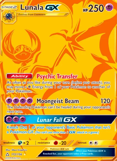 Lunala GX [Psychic Transfer | Moongeist Beam | Lunar Fall GX]