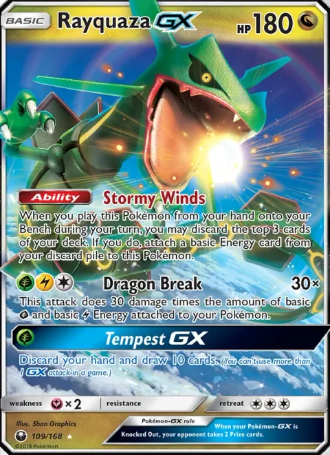Rayquaza GX [Stormy Winds | Dragon Break | Tempest GX]