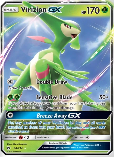 Virizion GX [Double Draw | Sensitive Blade | Breeze Away GX]