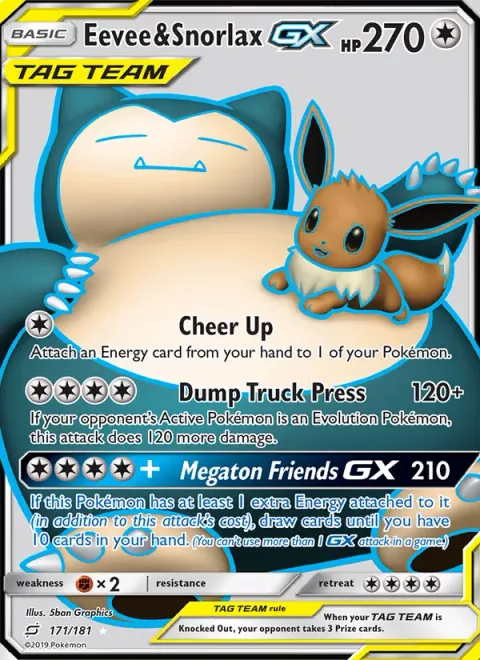 Eevee & Snorlax GX [Cheer Up | Dump Truck Press | Megaton Friends GX]