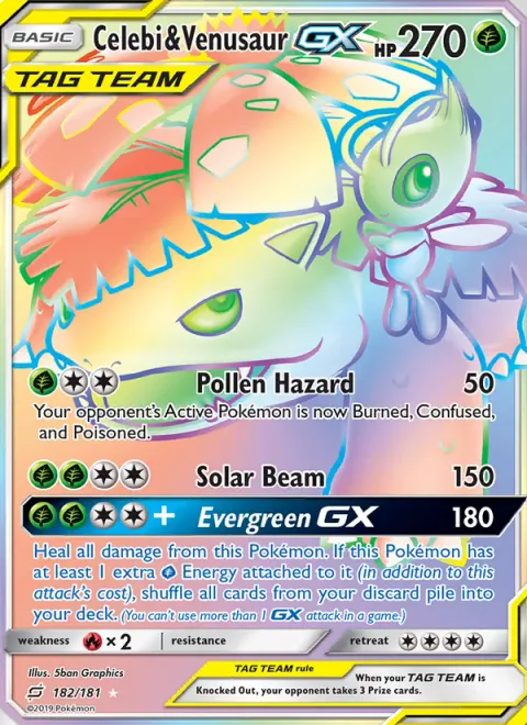 Celebi & Venusaur GX [Pollen Hazard | Solar Beam | Evergreen GX]