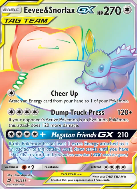Eevee & Snorlax GX [Cheer Up | Dump Truck Press | Megaton Friends GX]