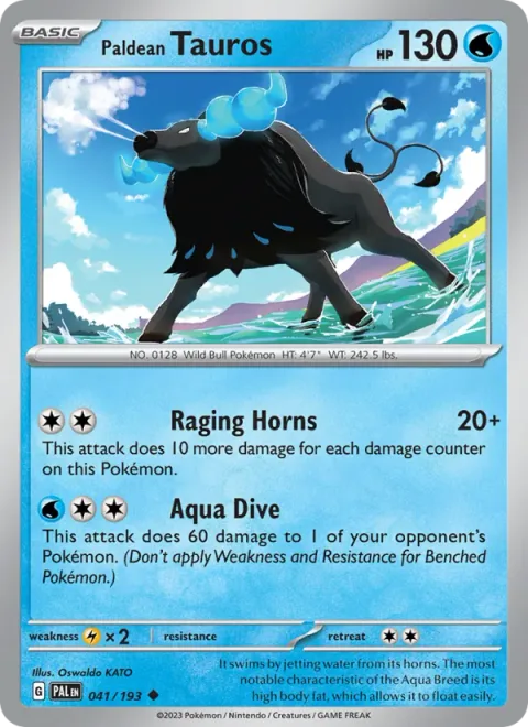 Paldean Tauros [Raging Horns | Aqua Dive]