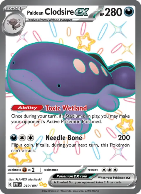Paldean Clodsire ex [Toxic Wetland | Needle Bone]