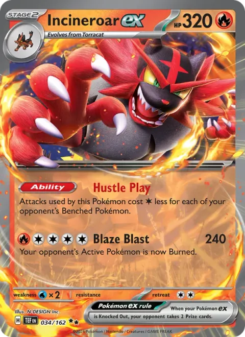 Incineroar ex [Hustle Play | Blaze Blast]