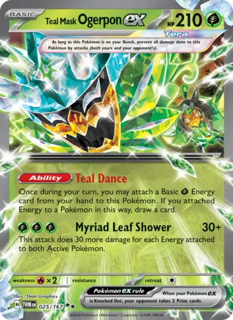 Teal Mask Ogerpon ex [Teal Dance | Myriad Leaf Shower]