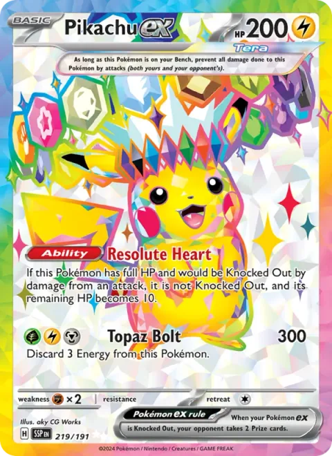 Pikachu ex [Resolute Heart | Topaz Bolt]