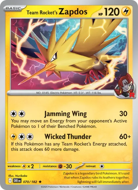 Team Rocket's Zapdos [Jamming Wing | Wicked Thunder]
