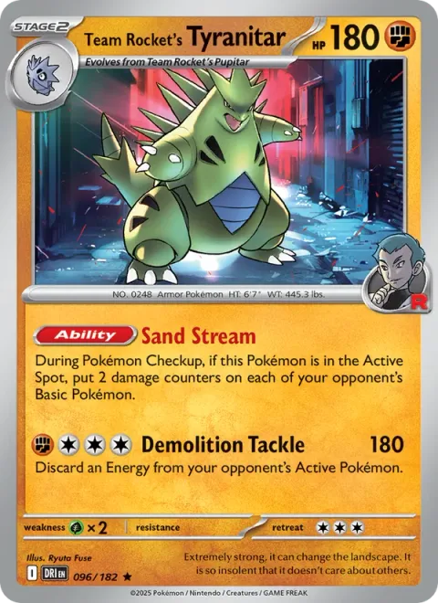 Team Rocket's Tyranitar [Sand Stream | Demolition Tackle]
