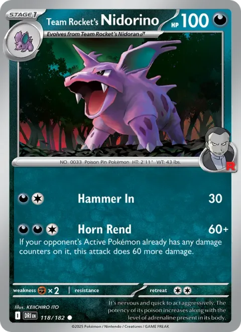 Team Rocket's Nidorino [Hammer In | Horn Rend]