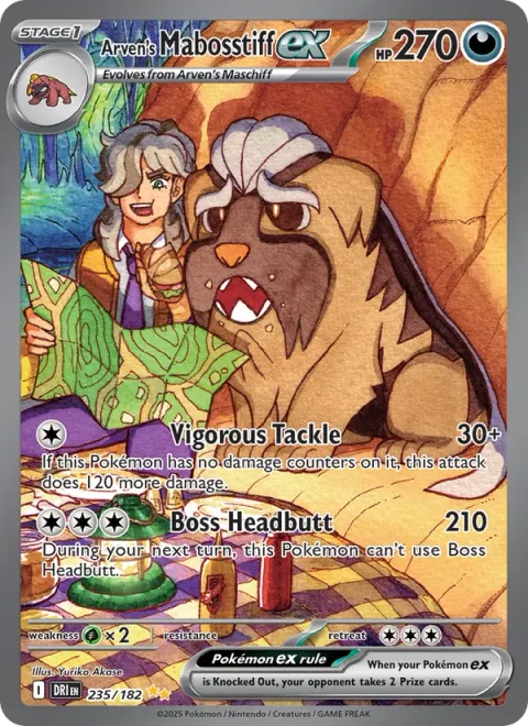 Arven's Mabosstiff ex [Vigorous Tackle | Boss Headbutt]
