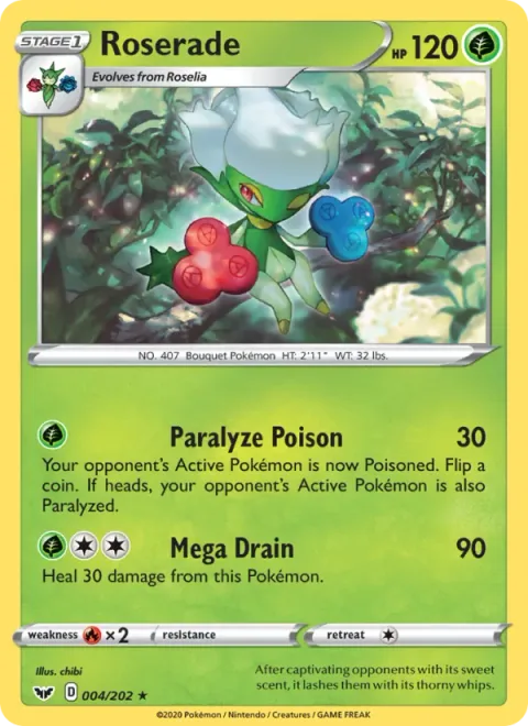 Roserade [Paralyze Poison | Mega Drain]